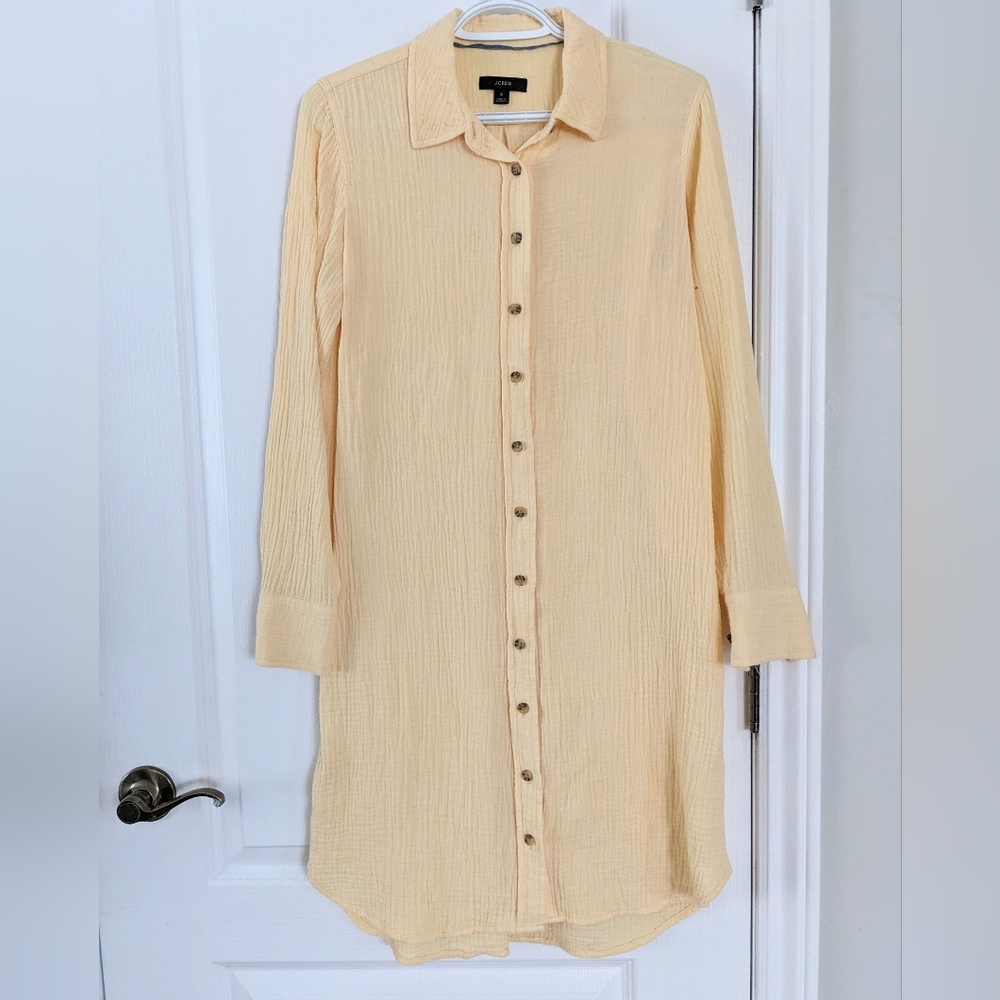 J Crew Classic-fit beach shirt muslin gauze bubble dress peach Orange Size 4